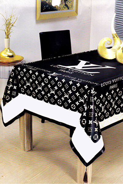 Marcalanya Luxury Design L:V Patterned Satin Tablecloth Digital Printing 160*...