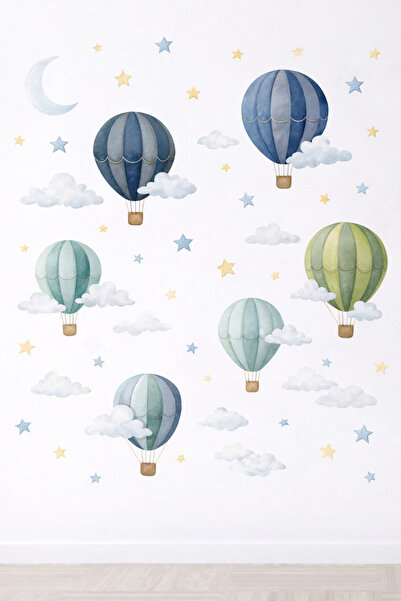 Etiket Dünyası Retro Moon and Balloon Wall Sticker Set |   Montessori Neutral...