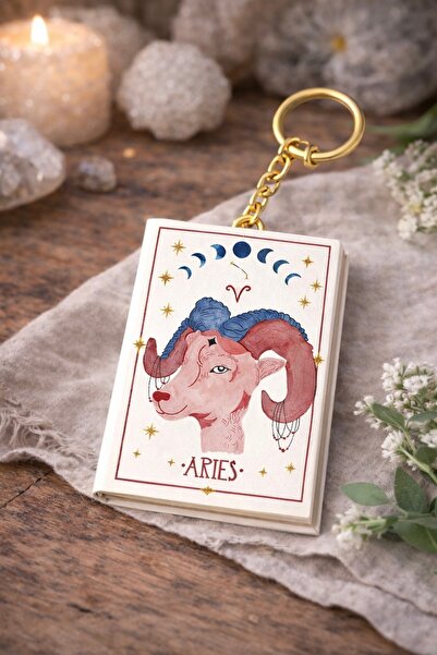 YLDZ Mini Notebook Keychain with Zodiac Sign Design – Aries (Ram)