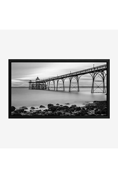 Tajridhome لوحة بحر - رصيف خشبي - ألوان رمادية - هادئ - لوحات طبيعة - لوحات ك...