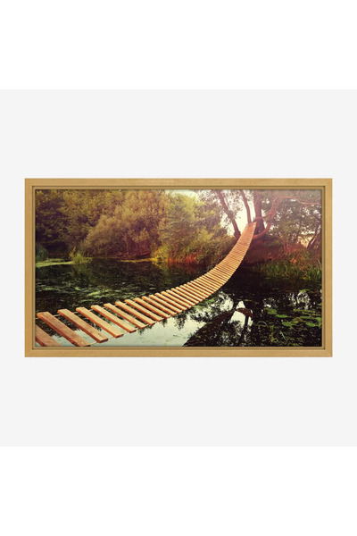 Tajridhome لوحة طبيعة هادئة - جسر خشبي - مياه هادئة - دافئ - لوحات طبيعة - لو...