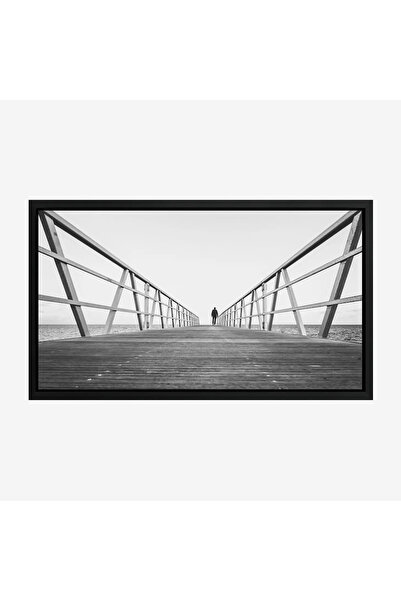 Tajridhome لوحة طبيعة هادئة - رصيف خشبي - سماء رمادية - هادئ - لوحات طبيعة - ...