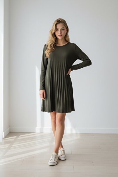 MADE İN ITALY İtalyan Model Pileli Triko Elbise