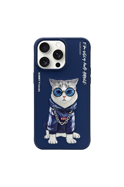 Nimmy iPhone 14 Pro Max Uyumlu | 3D Gerçek Nakış İşlemeli Zincir ve Gözlük De...