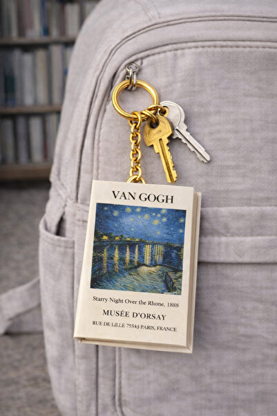 YLDZ Art-Themed Mini Notebook Keychain – Van Gogh (Starry Night over the Rhône)