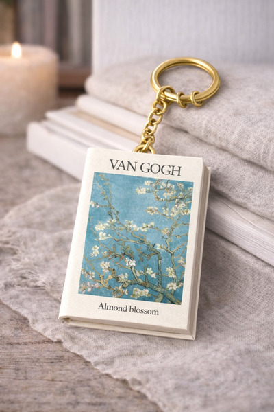 YLDZ Art Themed Mini Notebook Keychain – Van Gogh (Almond Blossom)