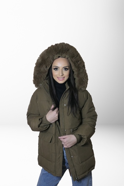 OEM JAQIZ Brown quilted jacket with Hooded JQZ 303