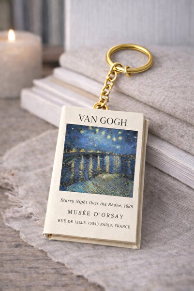 YLDZ Art-Themed Mini Notebook Keychain – Van Gogh (Starry Night over the Rhône)