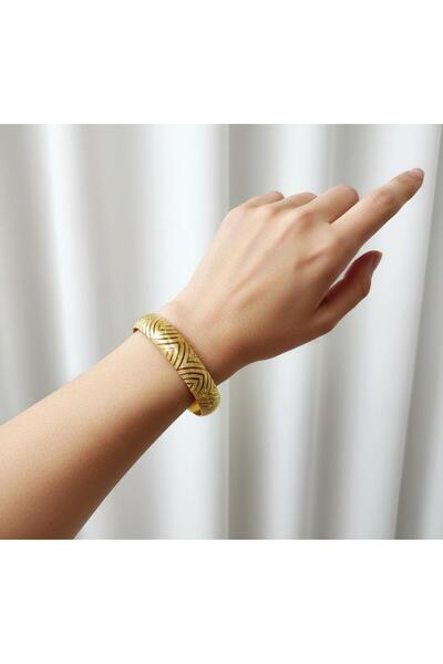 kuyumcu nurettin 10 gr (GRAM) Damla Desenli Şarnel Bilezik 22 Ayar Altın Yatı...