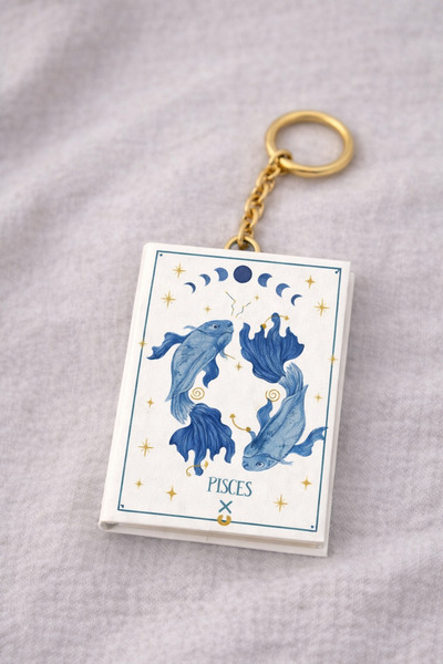 YLDZ Mini Notebook Keychain with Zodiac Sign Design – Pisces (Pisces)