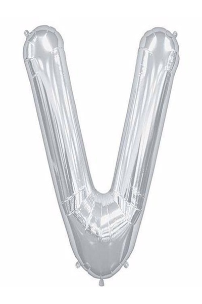 CAVAŞ sun hat (V) Letter Silver Foil Balloon 34 Inch 76cm Helium Gas Compatible