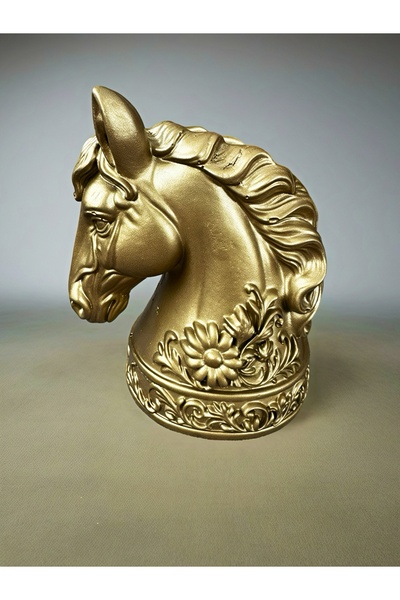 elithe Matte Gold Horse Head Figured Vase - Decorative Object – Plaster Table...