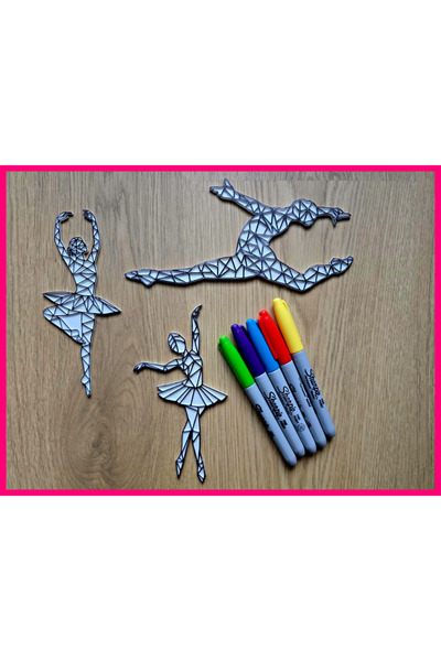 smilechild لوحة راقصة الباليه 3 قطع 8-16 سم لا تشمل الدهانات يمكن استخدامها ع...