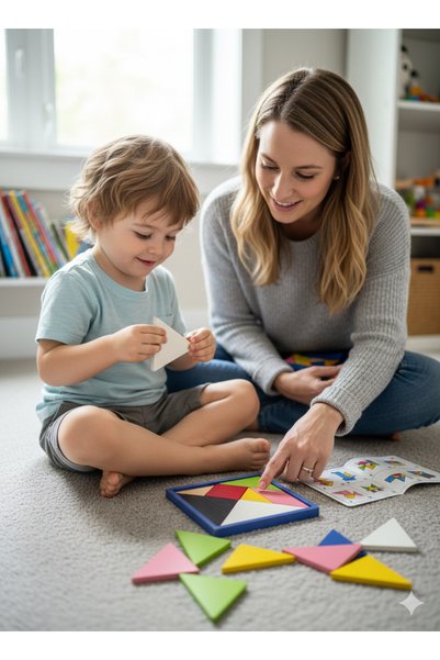 Altın express Wooden Colorful Tangram Brain Teaser - Montessori Educational Geometric Shapes Puzzle 3+ Years Old Kids Toy
