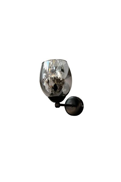 BİAVİZE شمعدان حائط من الكروم الأسود مع زجاج بيضاوي مدخن