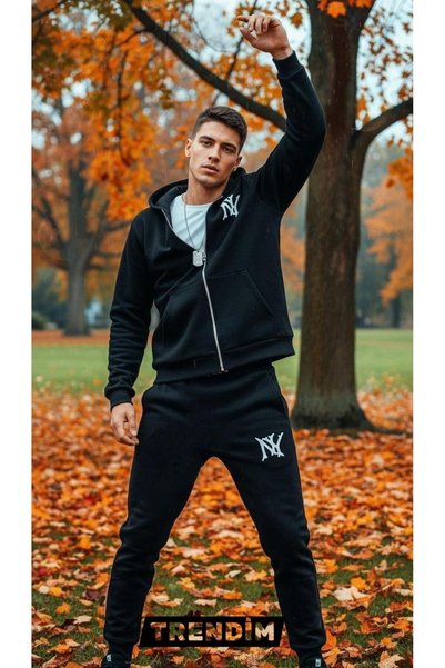 NewCabin Premium Oversized Unisex Winter Ny Tracksuit Set–Soft Comfortable Sport Set-Ny Printed Sweat+Jogger