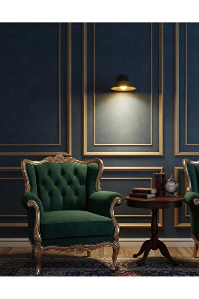 BİAVİZE Gold Japanese Hat Black Chrome Wall Sconce