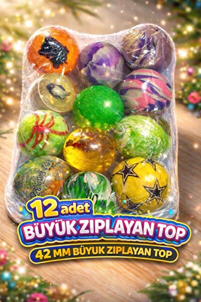 Mager 12 Adet 42 mm Büyük Zıplayan Top – Karışık Renk ve Desenlerde Eğlenceli...
