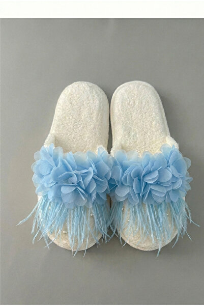 Massaltay Feathered Floral Pearl Bridal Slippers |   Bride Slippers |   Dowry...
