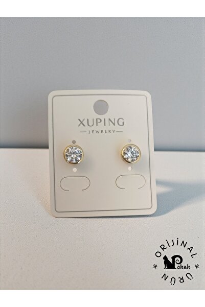 XUPING JEWELRY POKAK 14k Altın Kaplama Zirkon Tek Taş Xuping Vip Küpe