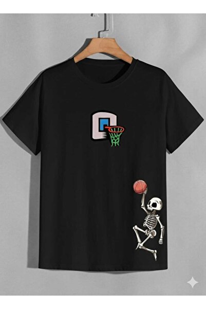 CLASSY.MODA Μπλουζάκι Unisex Oversize με στάμπα σκελετού Slam Dunk