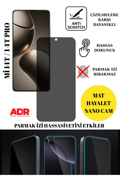 ADR Phone Accessories Mi 14T / 14T Pro Hayalet Cam Mat Nano Ekran Koruyucu Da...