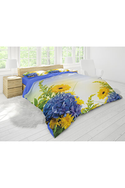 SAREL Yellow Daisy Printed 3D Double Duvet Cover Set