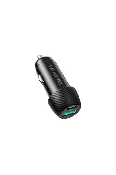 RavPower Car Charger Pioneer 49W with USB-C and USB-A Port - Black