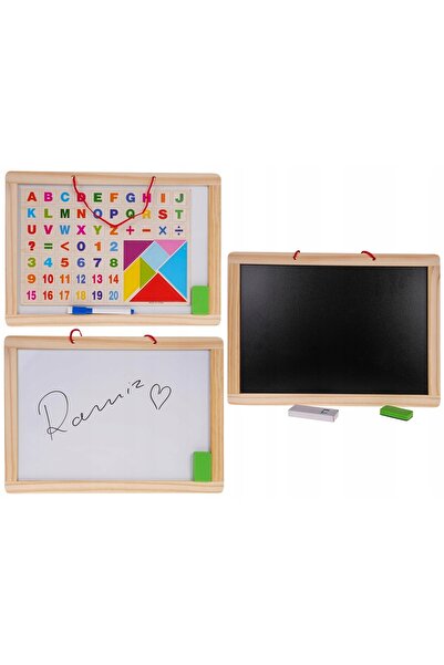 OEM Tabla educationala din lemn, Ramiz, set cu litere si cifre, 37x27x1,5cm, ...