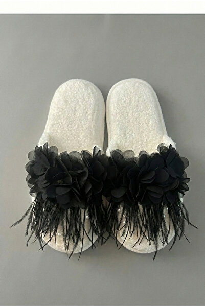 Massaltay Feathered Floral Pearl Bridal Slippers |   Bride Slippers |   Dowry...