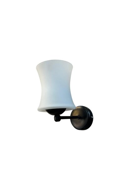 BİAVİZE Black Chrome Wall Sconce with White Glass