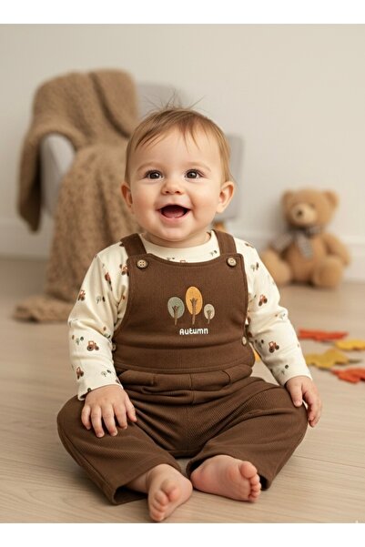 Kids Erkek bebek kahverengi salopet