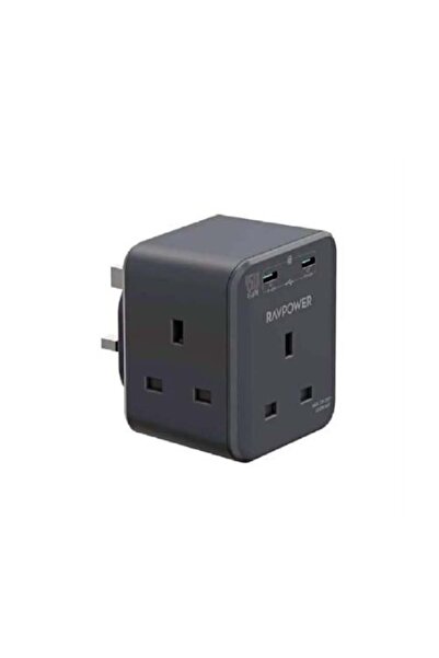 RavPower 45W Wall Charger with Three Power Ports and Two Type-C Ports - Black