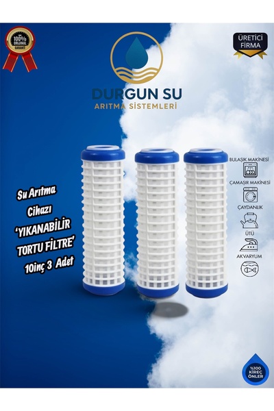 durgunstore Su Arıtma Cihazı Filtresi '' YIKANABİLİR TORTU FİLİTRE '' 10inç 3...