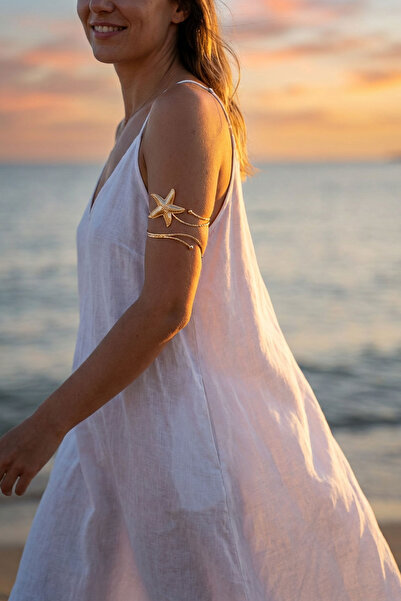 bacc إسورة ذراع فولاذية على شكل نجم البحر، سوار ذهبي قابل للتعديل طراز BCYJ-2...