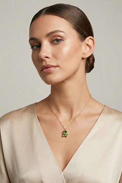 bacc 316L Gema Steel Green Crystal Stone Patterned Colorful Necklace Bcyj-251052