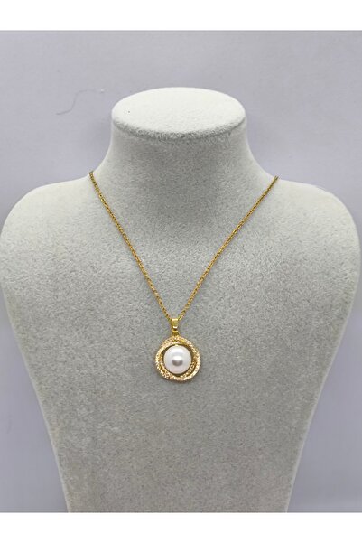 Ece Takı Aksesuar Pearl design steel necklace
