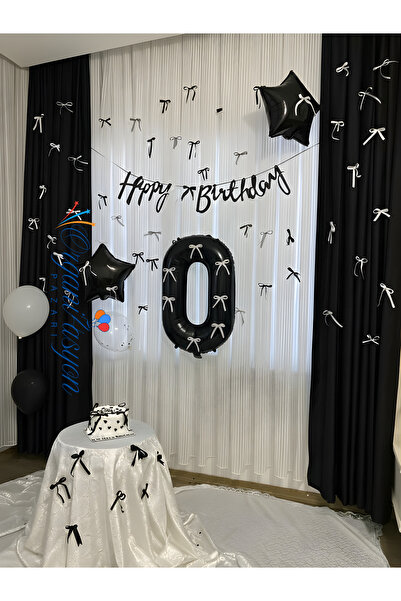 Organizasyon Pazarı Black and White 0 Year Old Birthday Party Set – Number 0 ...