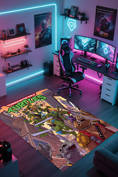 Reyhani Ninja Kaplumbagalar-4 Kaymaz Taban Makinede Yıkanabilir Çocuk Gamıng ...