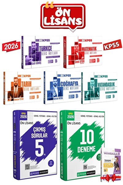 Pegem Akademi Yayıncılık 2026 Benim Hocam KPSS Ders Notları Seti+Pegem Ön Lis...