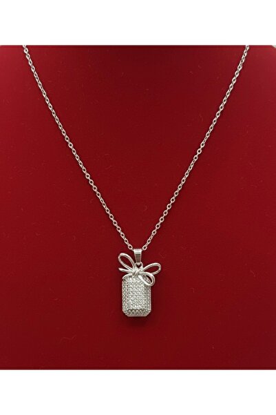 deluxe takı ve giyim Special Design Necklace with Sparkling Zircon Stone Ribb...