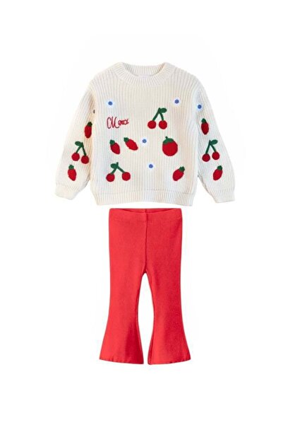 Lolliboomkids Girl's cherry embroidered top and bottom set - premium quality
