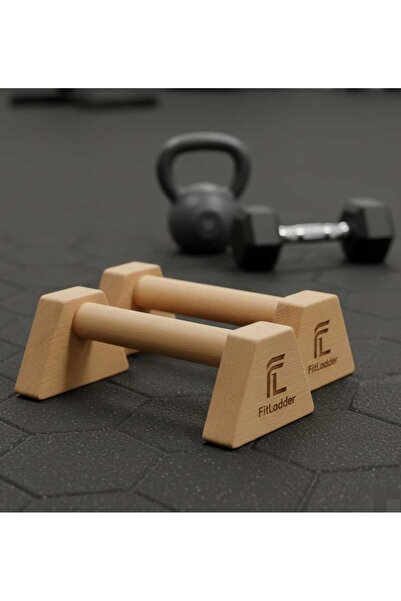 Fitladder Ahşap Şınav Barı (Push Up Bar) 23 Cm – Kaymaz ve Dayanıklı Paralel Bar