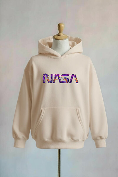 Vordevia Nasa Printed Cotton 3 Thread O Oversized K Hooded Sweatshirt