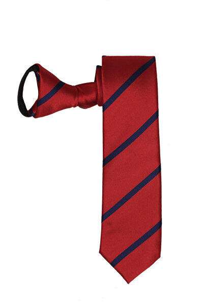 PROKRAVAT Red Navy Blue Striped Zippered Tie