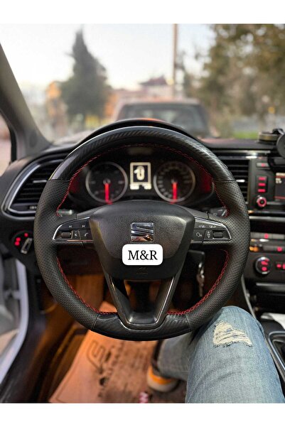 Seat Leon Orjinal Tam Kaplama Parlak Kristal Karbon Deri Direksiyon Kılıfı