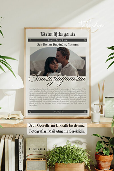 tablodea Bizim Hikayemiz Kişiye Özel Fotoğraf Baskılı Çerçeveli Poster D, Sev...