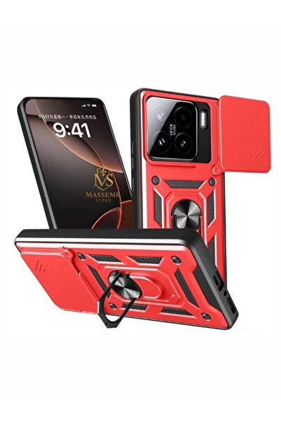 Massemr غطاء حماية سيليكون لهاتف شاومي مي 15 برو مع حلقة عدسة مدرعة وحامل ممت...