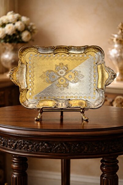 Elips Hediyelik PESCARISSI Dikdörtgen İtalyan Gül Ağacı tepsi 8 kişilik