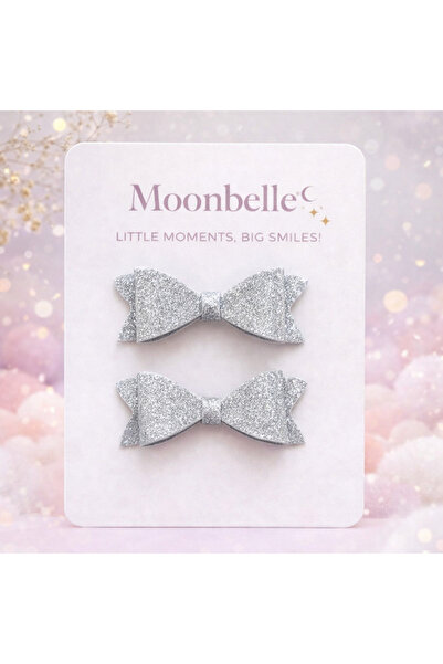 Moonbelle مشبك فضي لامع بريق فضي